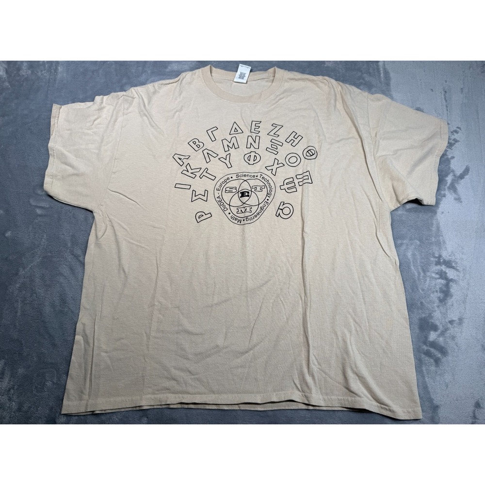 Gildan T Shirt Men 2XL Beige Graphic STEMposium Science Technology Short Sleeve